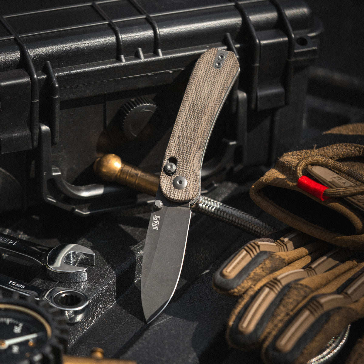 KNAFS-00397 Lander 3 Pocket Knife Moondust Micarta