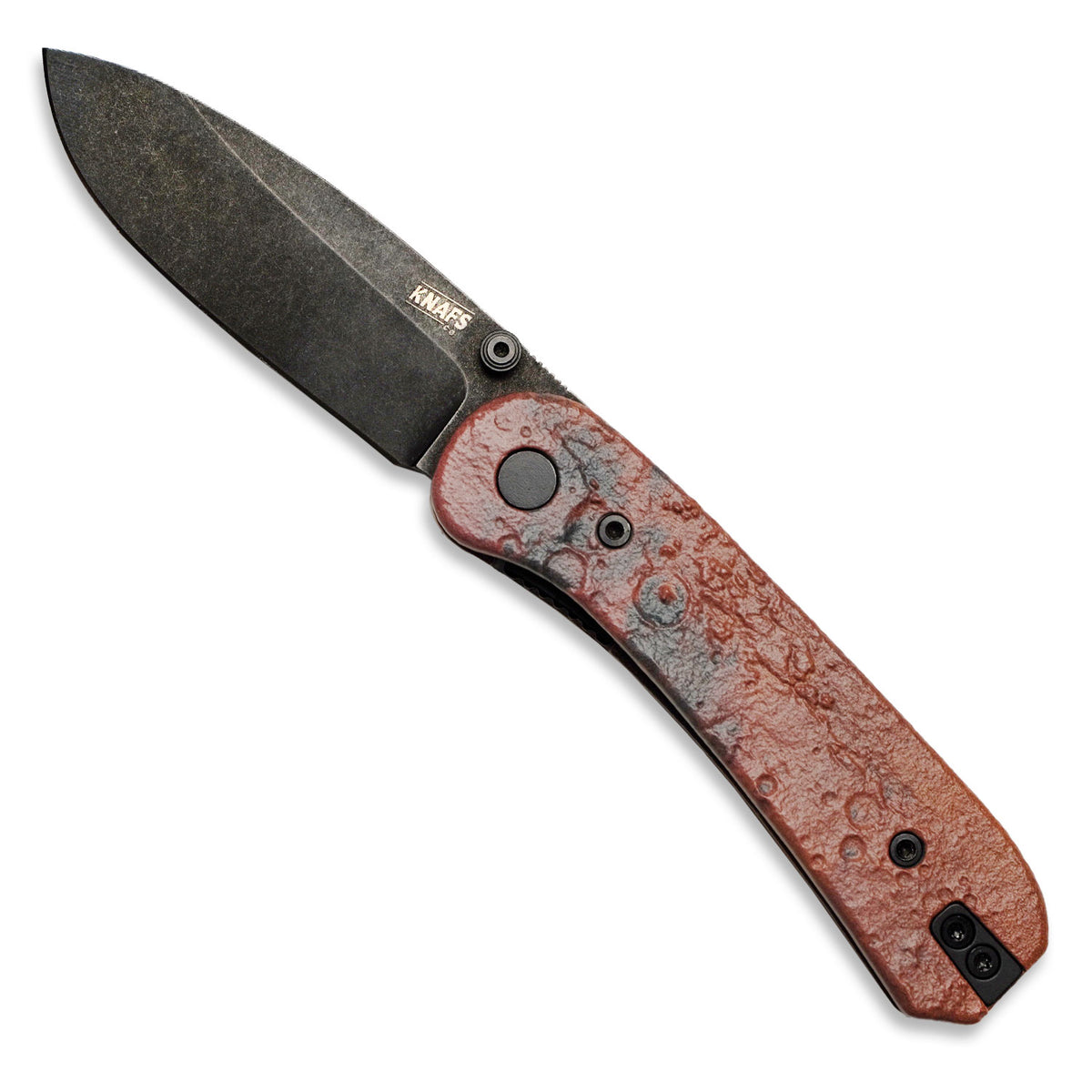 Lander 1 Pocket Knife 21st Anniversary Edition, open, wood-grain handle, standalone product shot