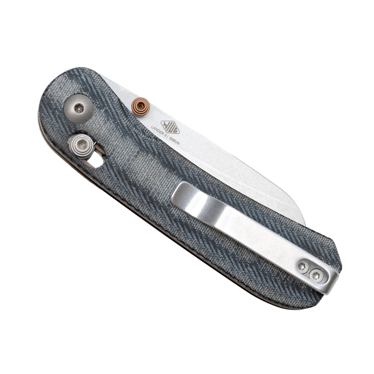 Lander 3 pocket knife with sheepsfoot blade, closed, back view