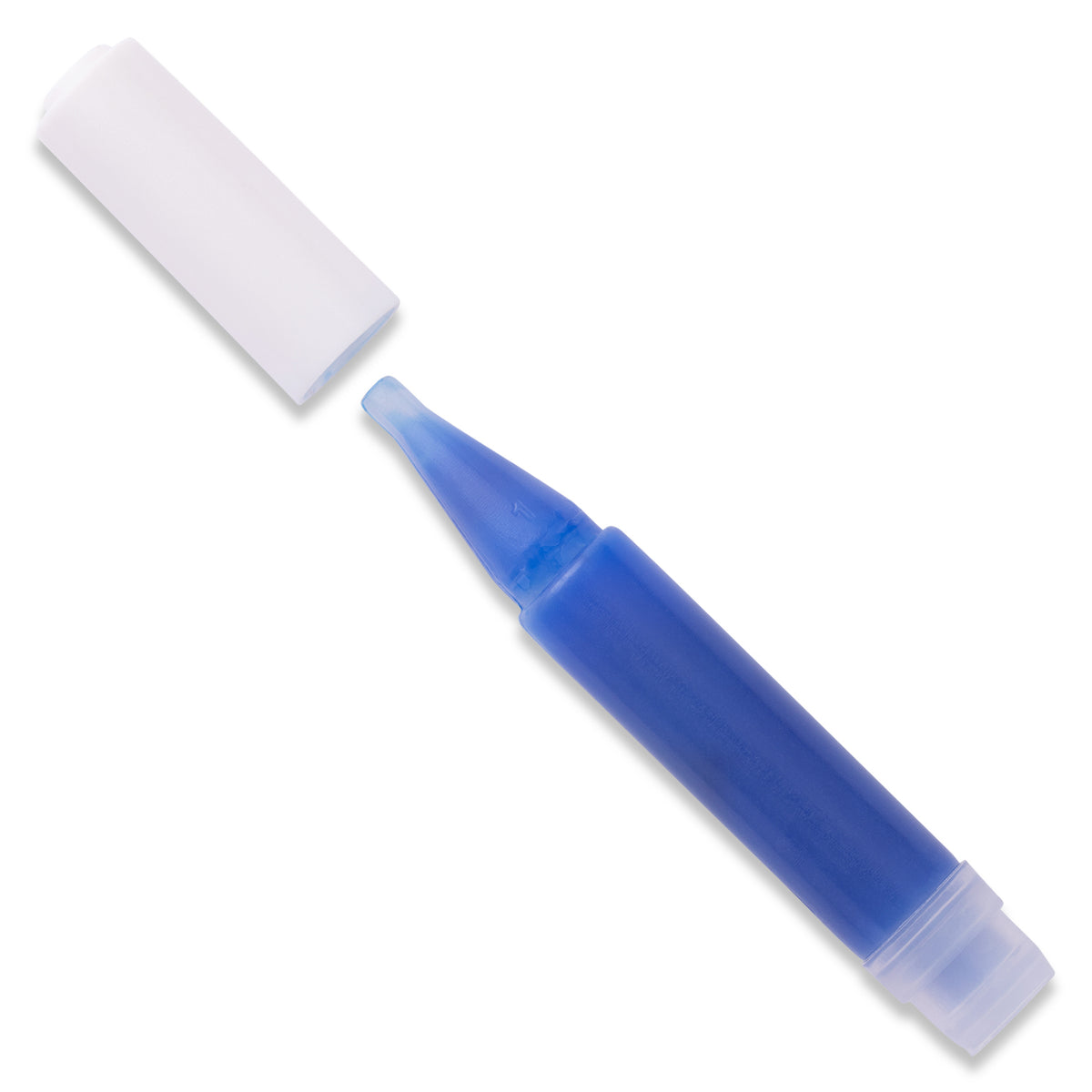 Blue Knife Thread Locker by Vibra-Tite with cap removed, showing the brush applicator tip