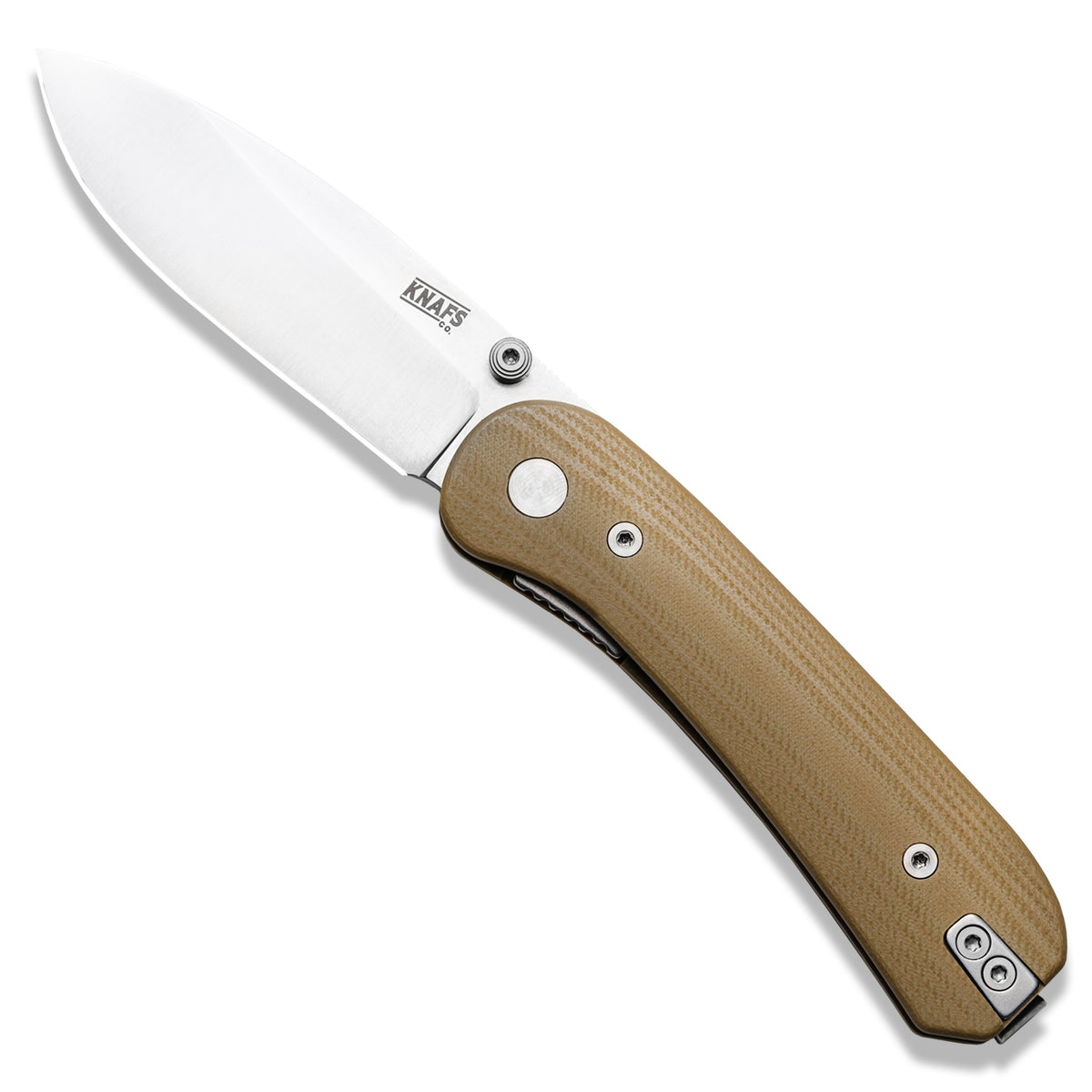 Knafs x Urban EDC Lander Seigaiha Tan knife, open, alternate angle