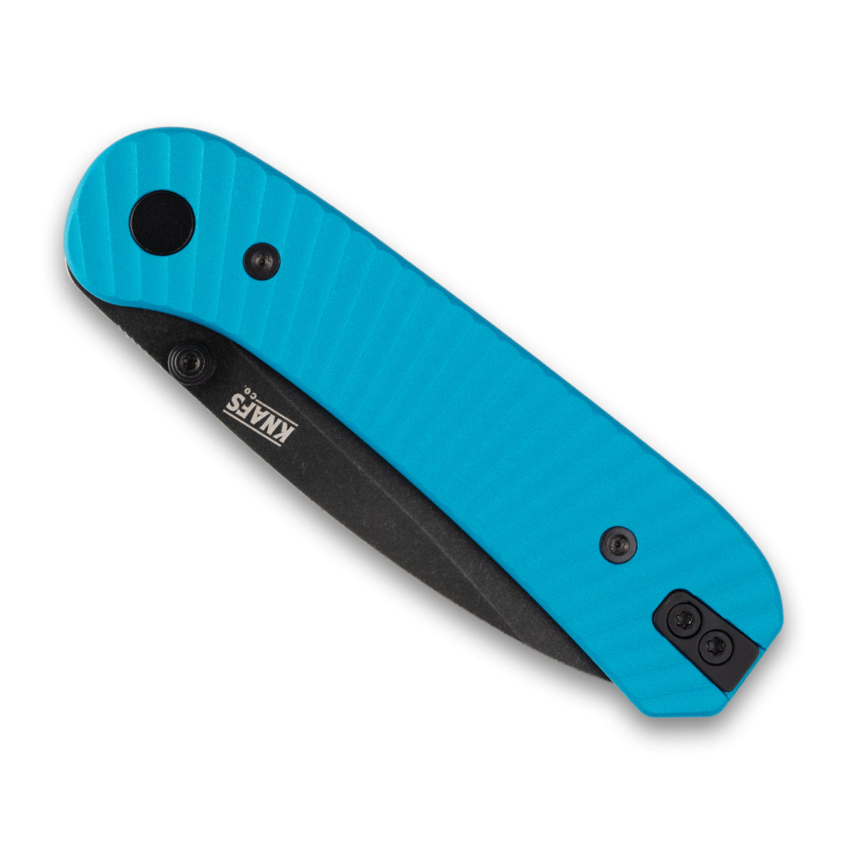 Lander 1 Pocket Knife Limited Edition with teal aluminum scales, closed, standalone product shot