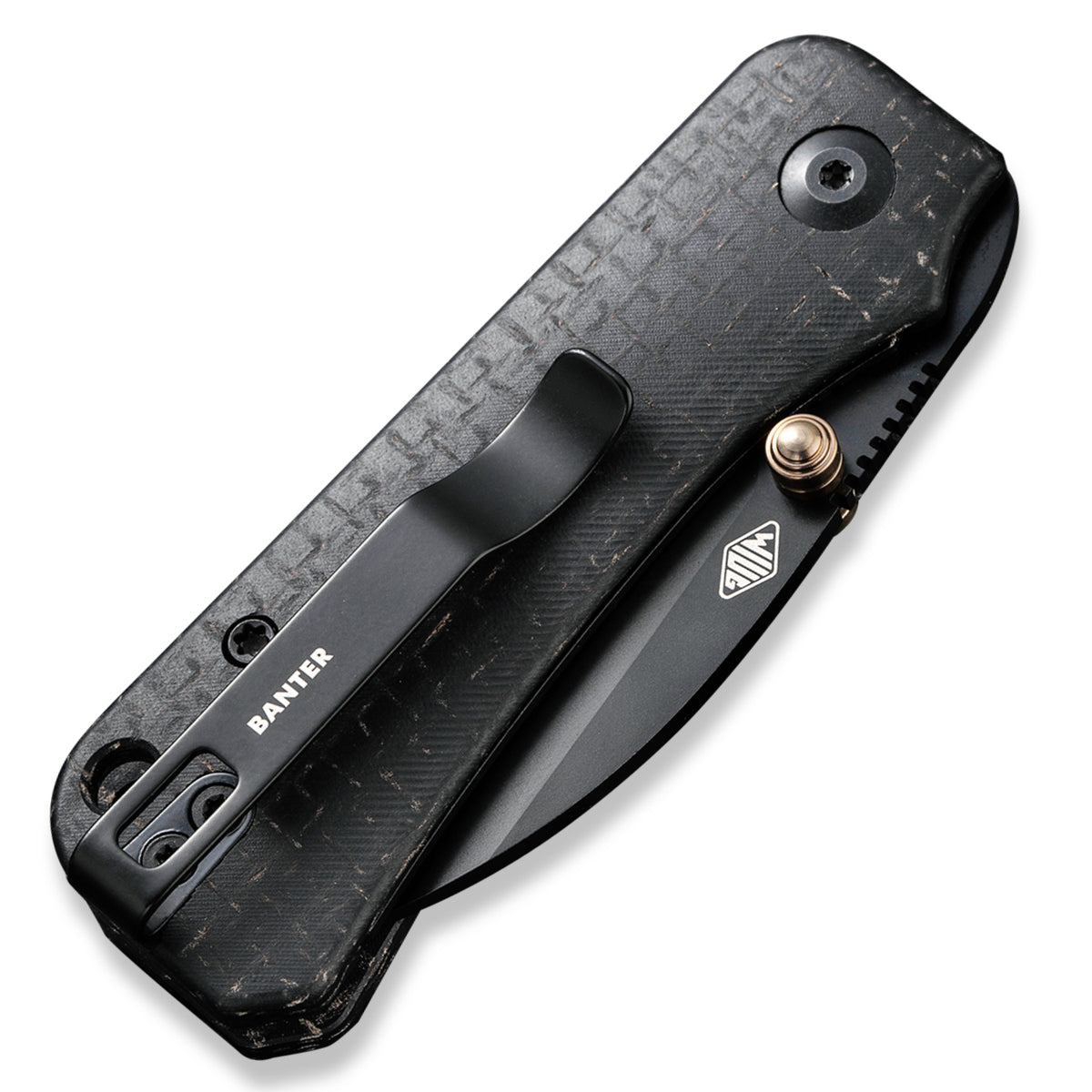 CIVIVI Baby Banter Pocket Knife - Wharncliffe Nitro V - Black Burlap Micarta - Closed Back