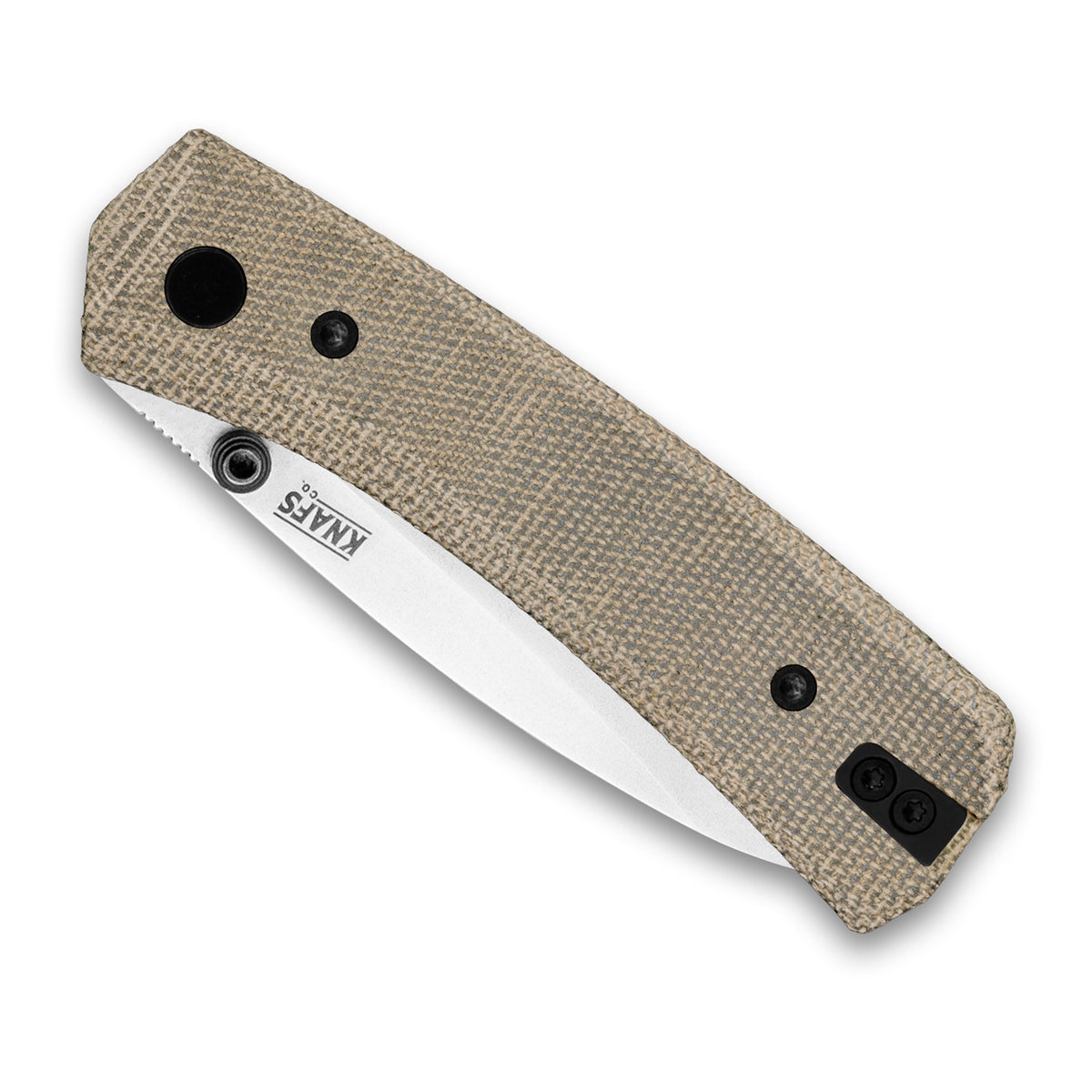 Micarta Moonlight - Lander 1 Scales - Flytanium on knife open front