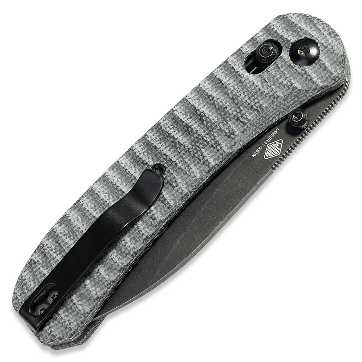 Lander 2 Knife Scales - Micarta - Anso Pattern on knife closed back