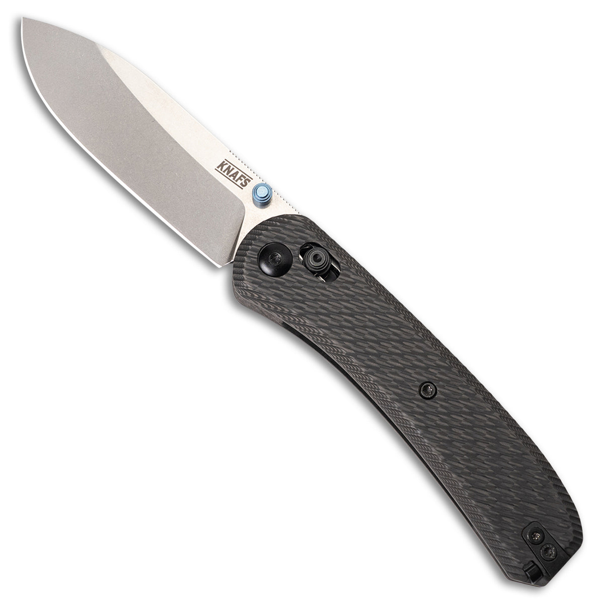 Lander 2 Knife Scales - Bias Carbon Fiber - Front Open with the Scale