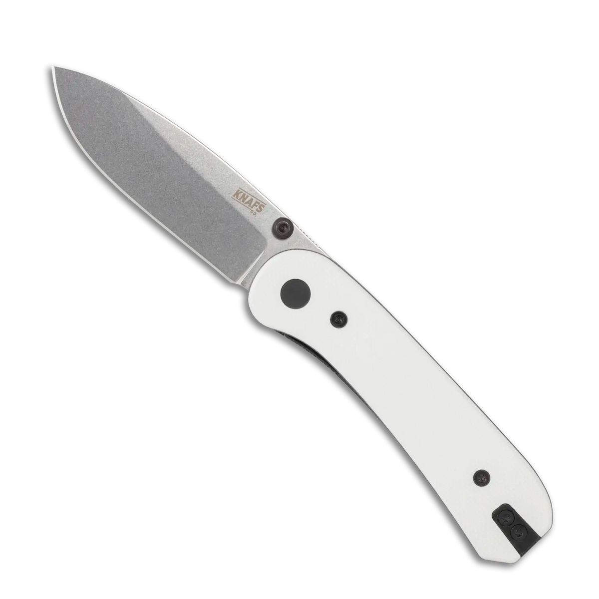 Lander 1 Pocket Knife - Gray Stonewash Blade - Tuxedo G10 Handles - Open Front