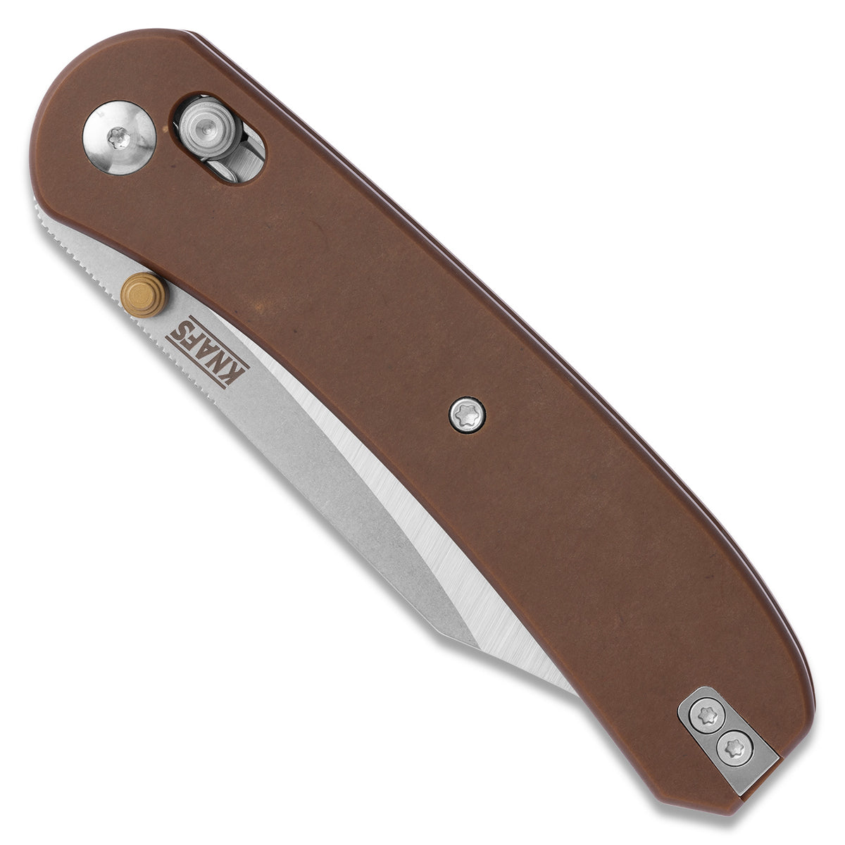 Lander 2 pocket knife with clip point blade in satin finish, closed, front view