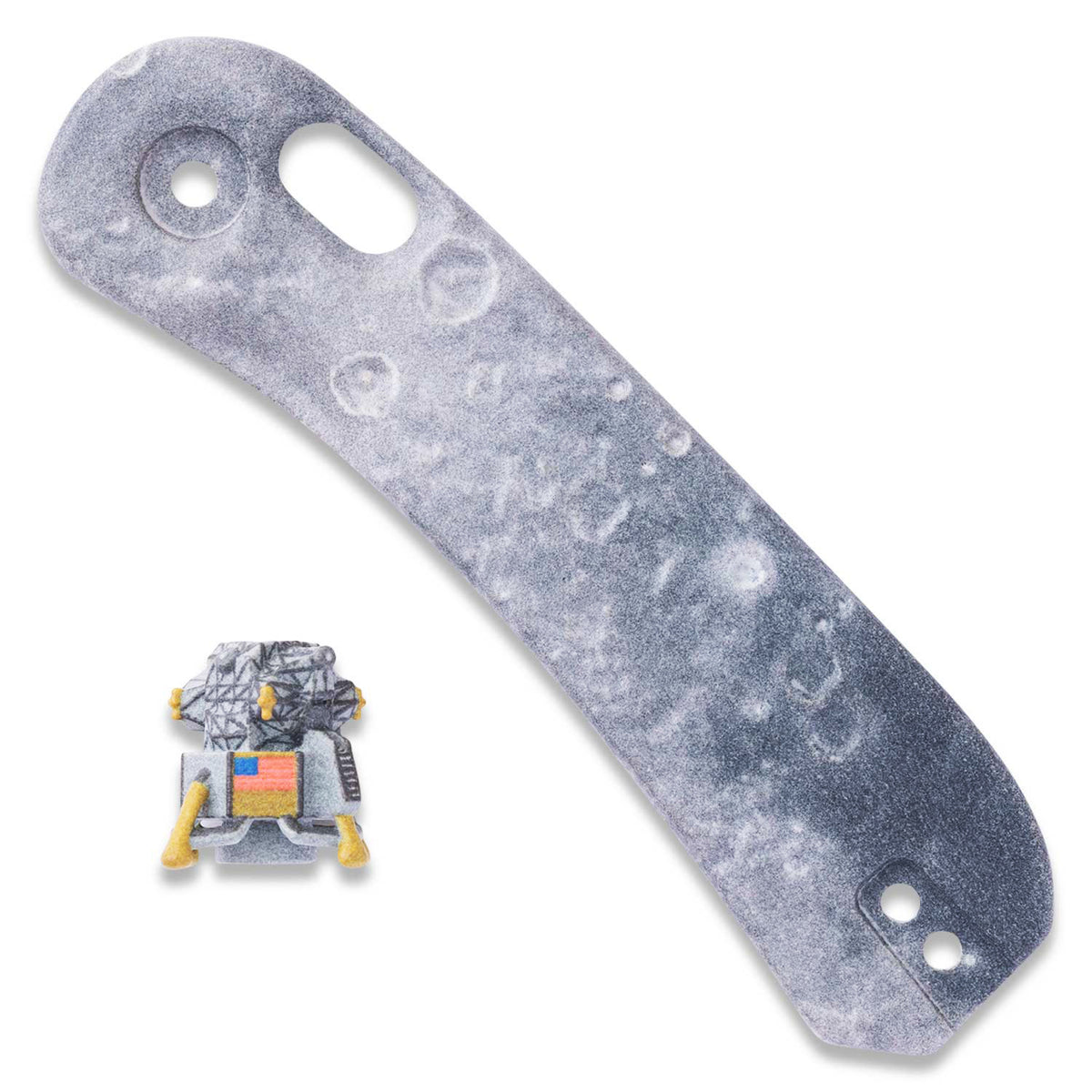 Lander 3 Knife Scales- 3D Lunar Moon Surface - Tranquility Base front with bead