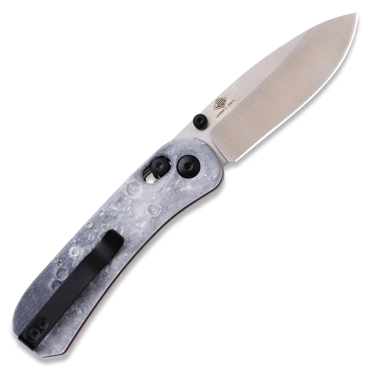 Lander 3 Knife Scales- 3D Lunar Moon Surface - Tranquility Base On knife open back