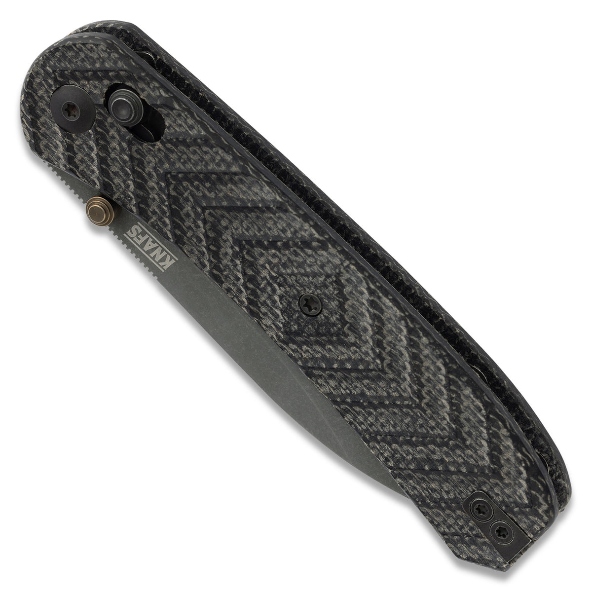 Jeremy Siers Lander 2 knife with black micarta handle, closed, spine view