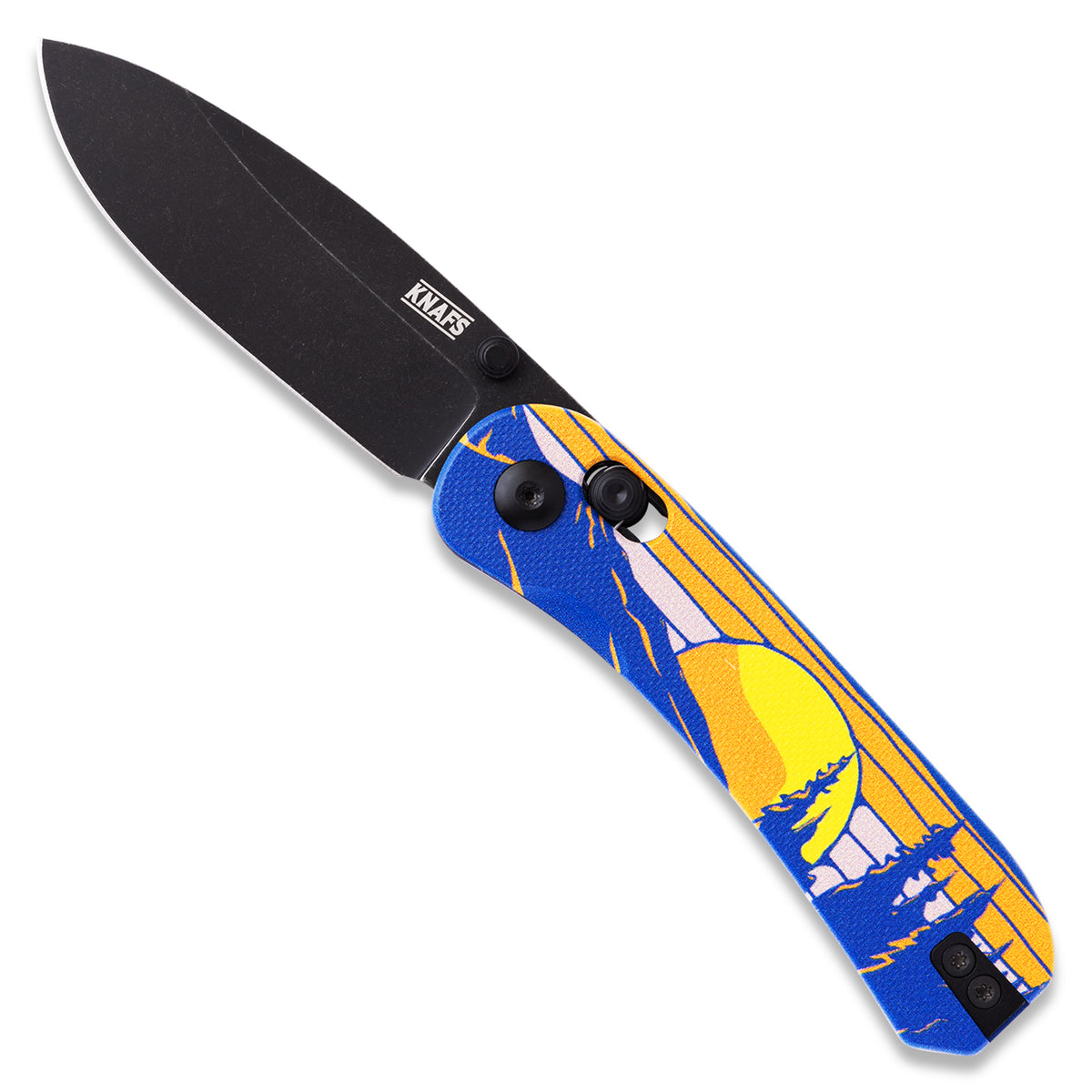 Lander 3 Pocket Knife - Printed G10 Scales - Pre-Built - Black Stonewash - Timberline Handle