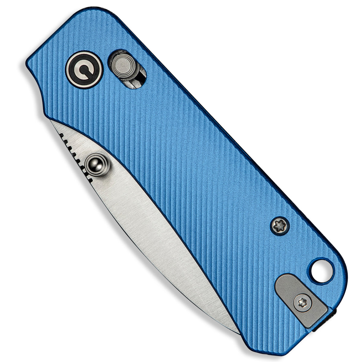 Baby Banter 2 pocket knife with blue aluminum handle, closed
