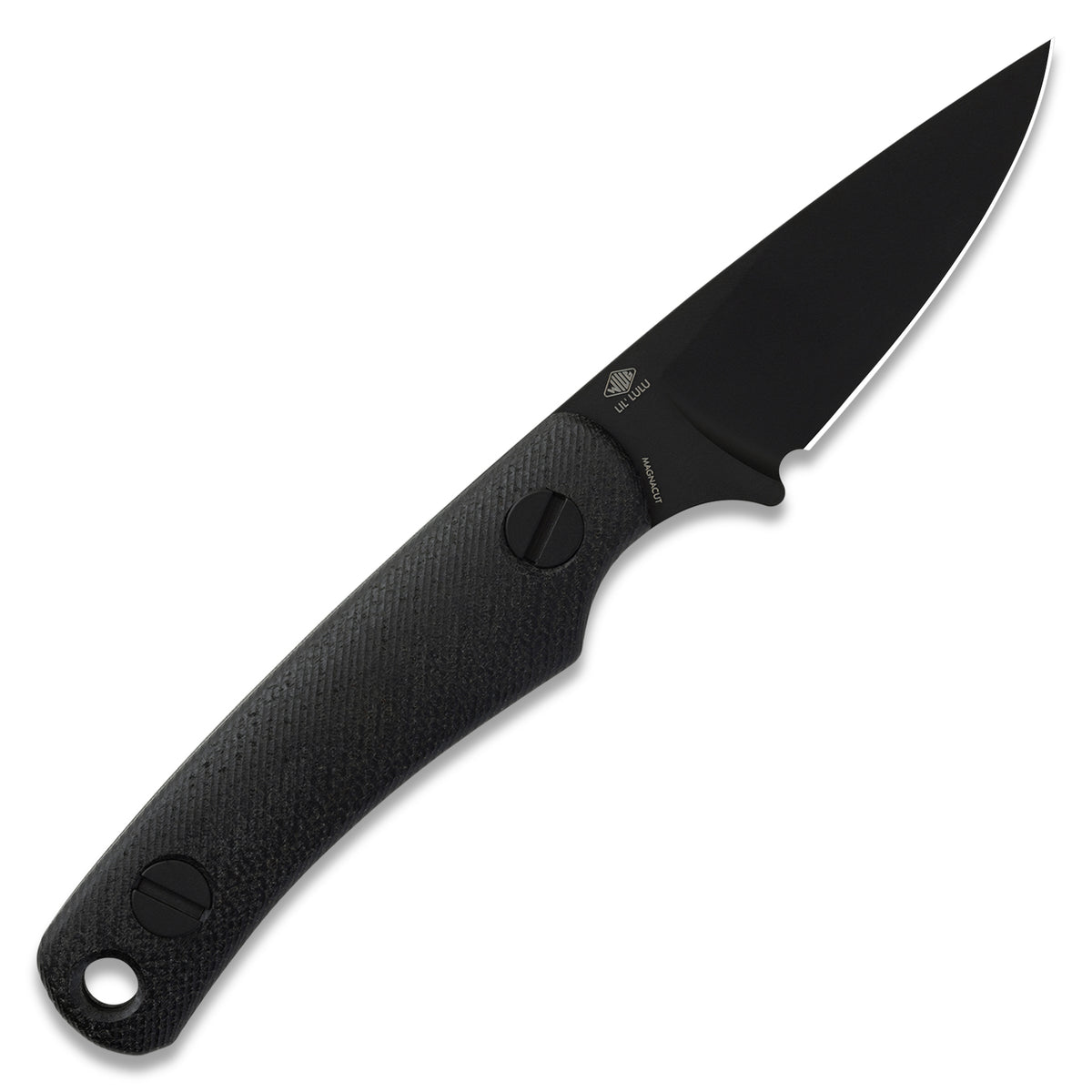 Little Lulu Fixed Blade Knife - Black Cerakote MagnaCut - Black Micarta