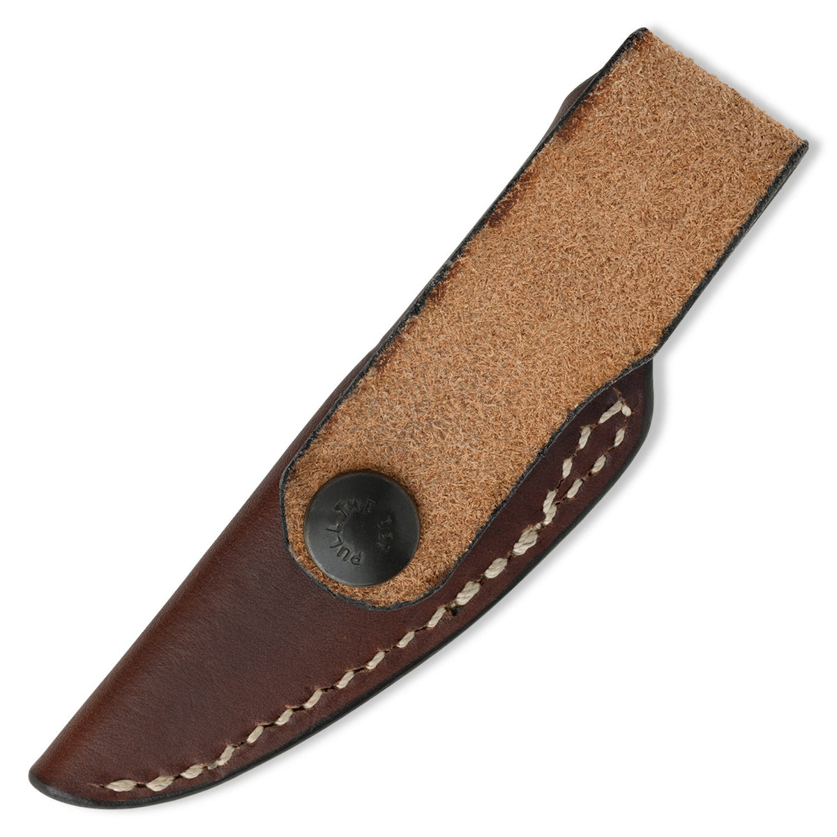 Little Lulu brown leather belt loop sheath, back view showing belt loop