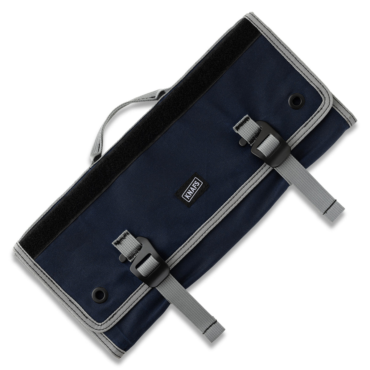 Burrito Grande Navy Blue Edition EDC knife storage roll, closed, front view
