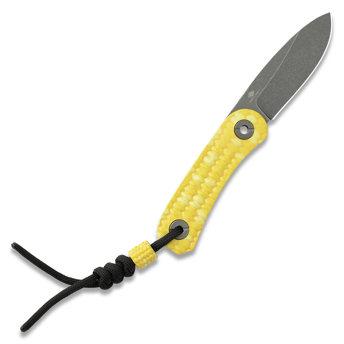KNAFS-00642 fixed blade knife with yellow corn scales. Lander 4 Corn Knife.