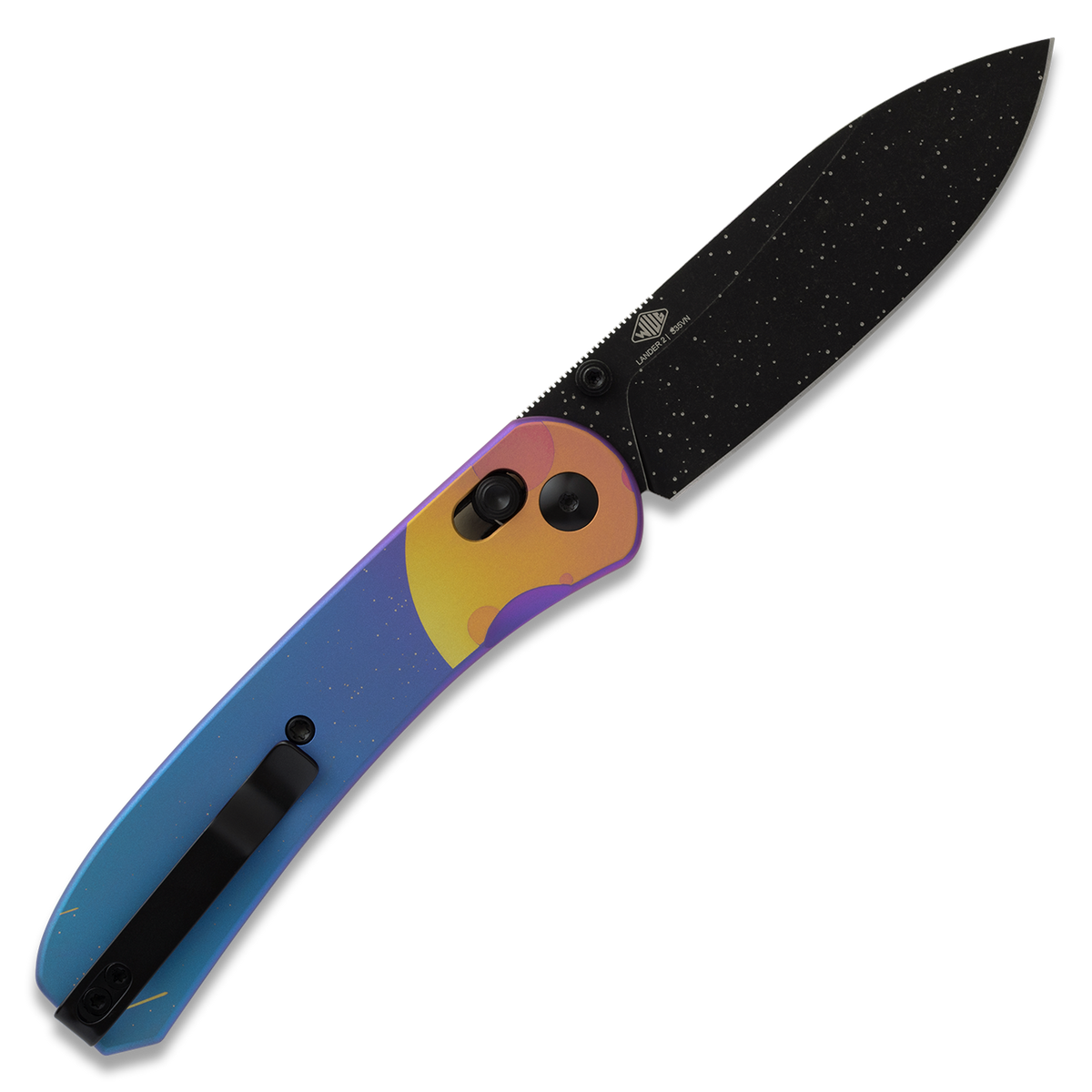 Lander 2 pocket knife, Gary Ti black S35VN edition, open, front view