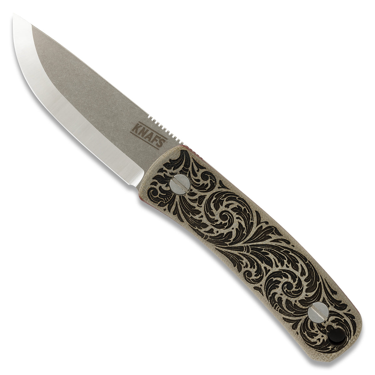 Little Lulu fixed blade knife with filigree engraved handle, Texas exclusive edition, out of sheath