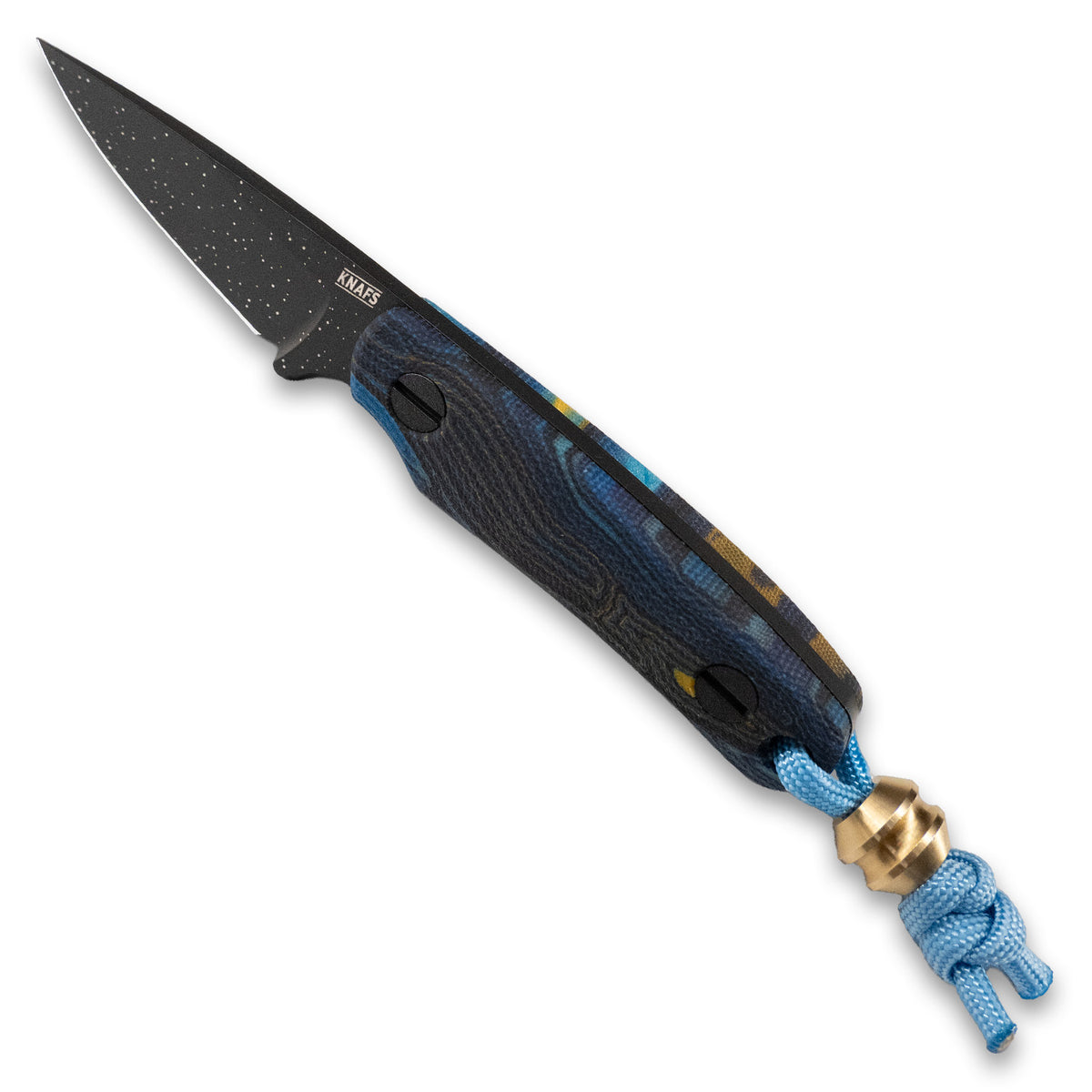 Little Lulu fixed blade knife, Starry Night edition, top view showing blade spine