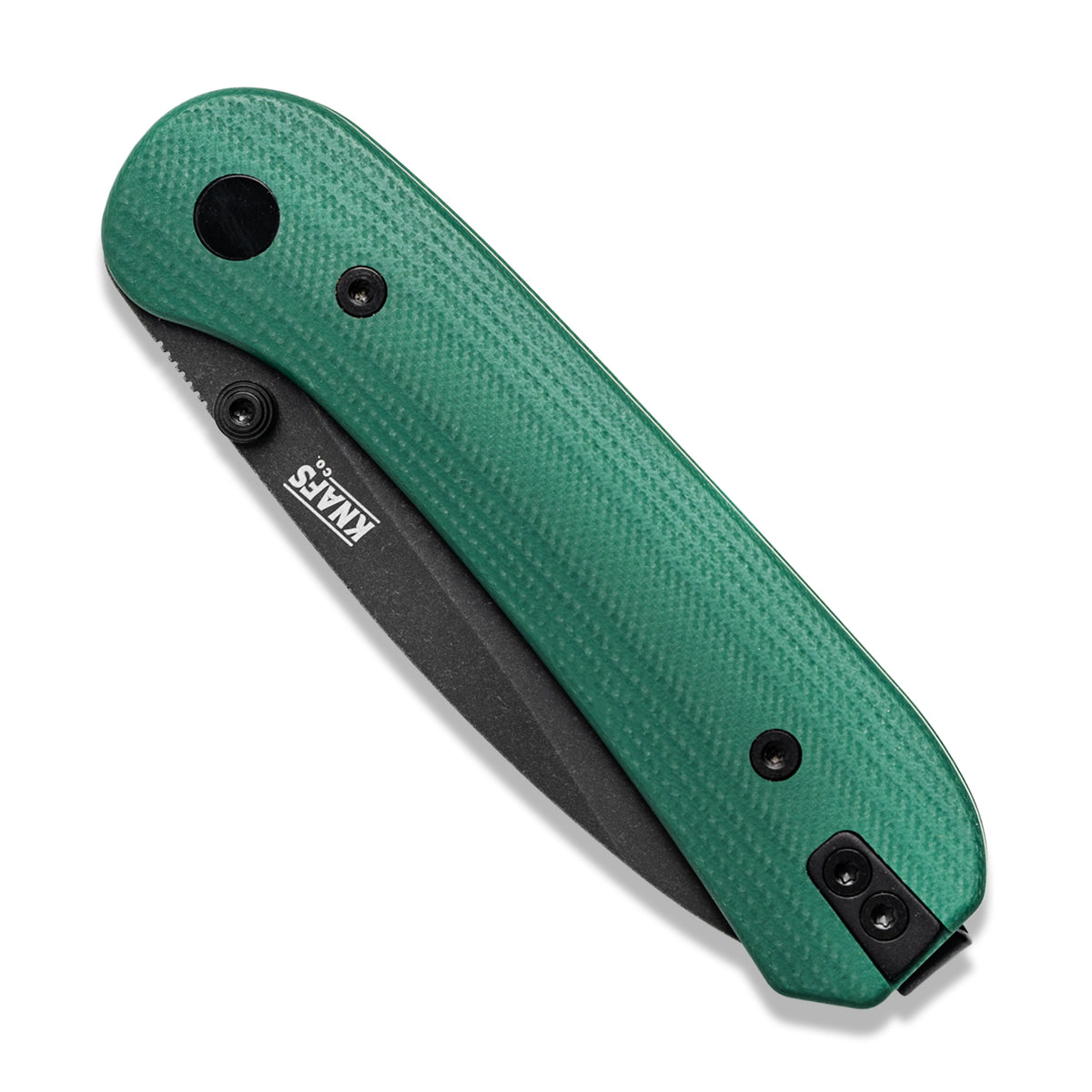 Knafs x Urban EDC Lander Seigaiha Green knife, closed, lying flat