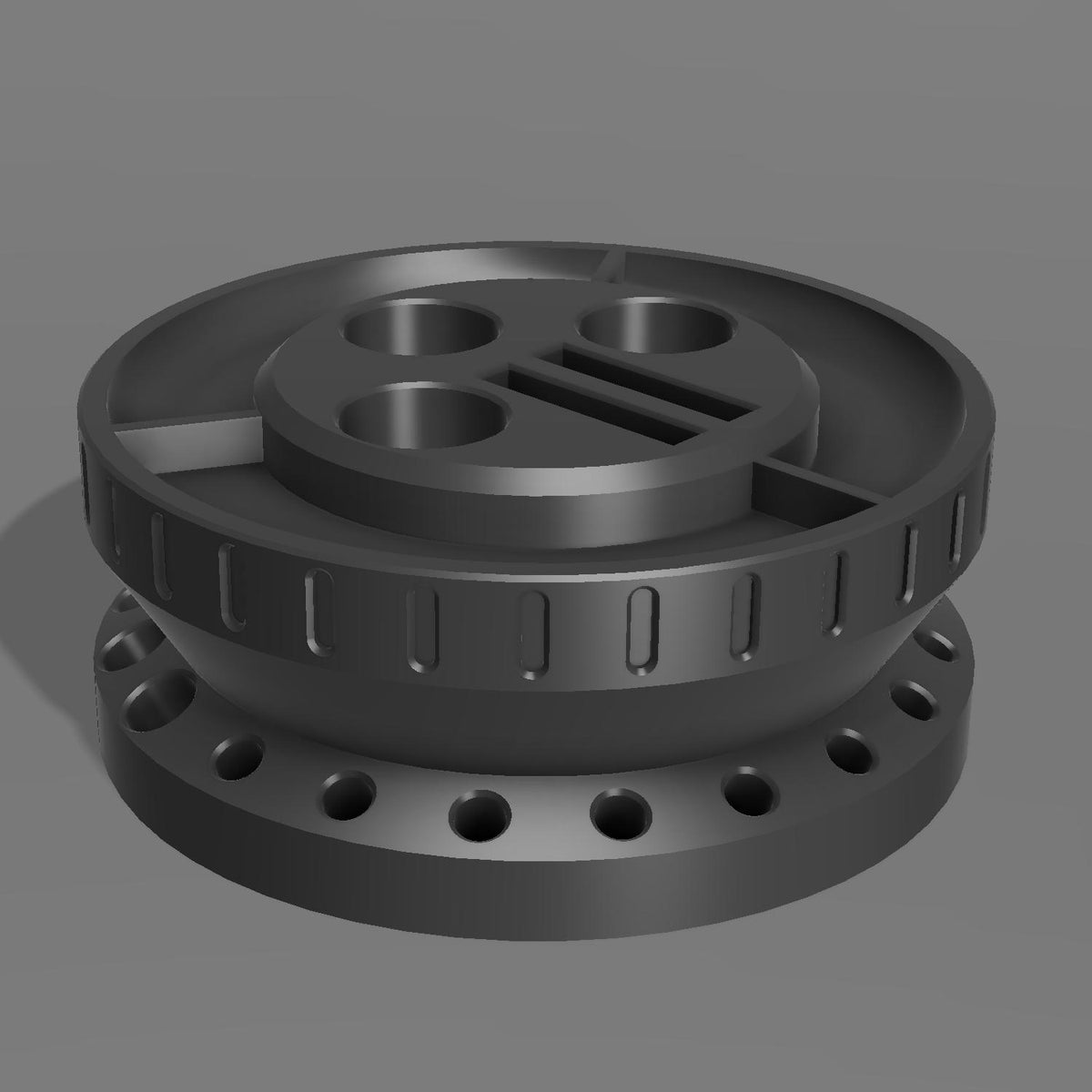 Launchpad Desk Organizer 3D print download, gray CAD rendering of the empty organizer
