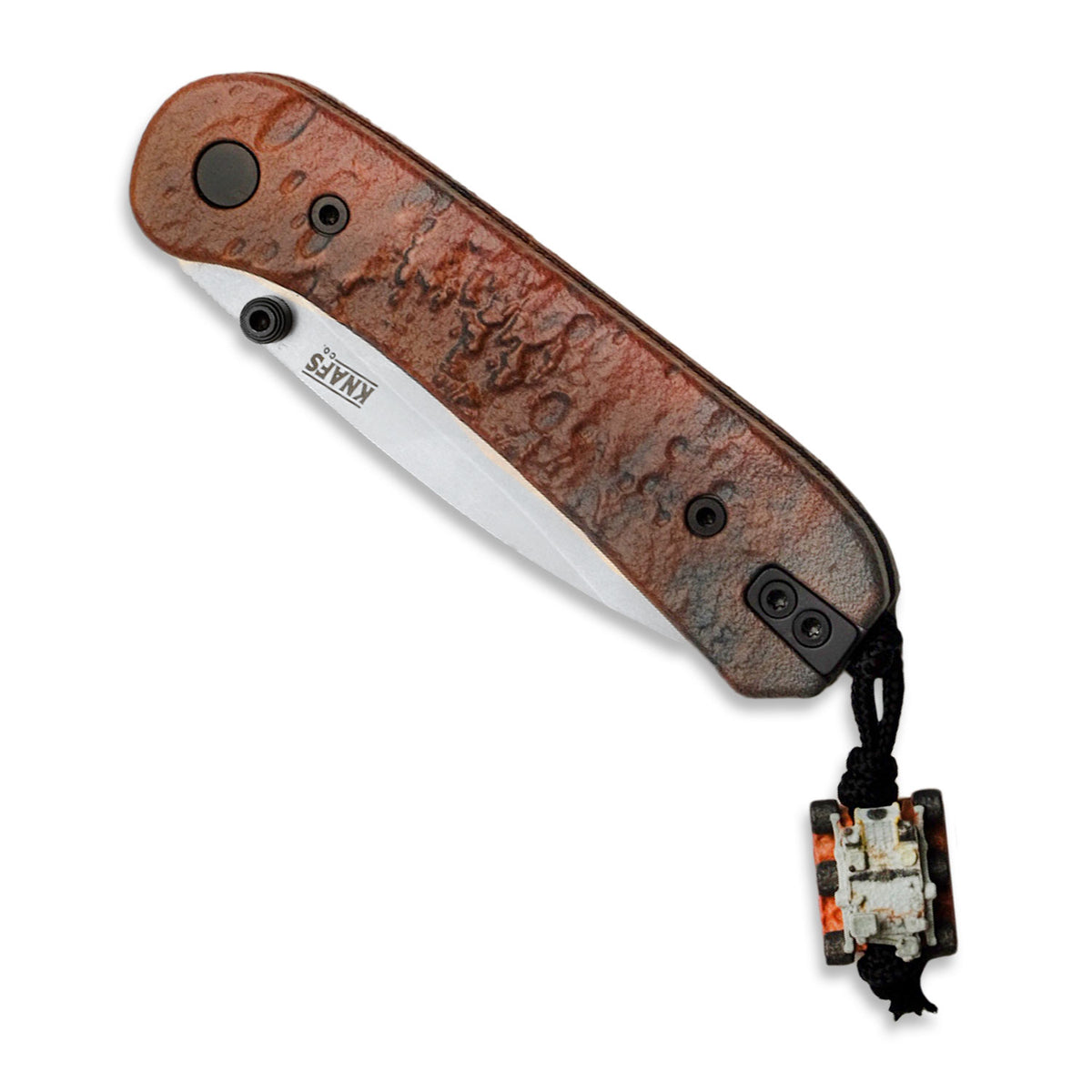 Knafs x Chroma Scales Mars Lander (Limited Edition) knife, open, wood-grain handle
