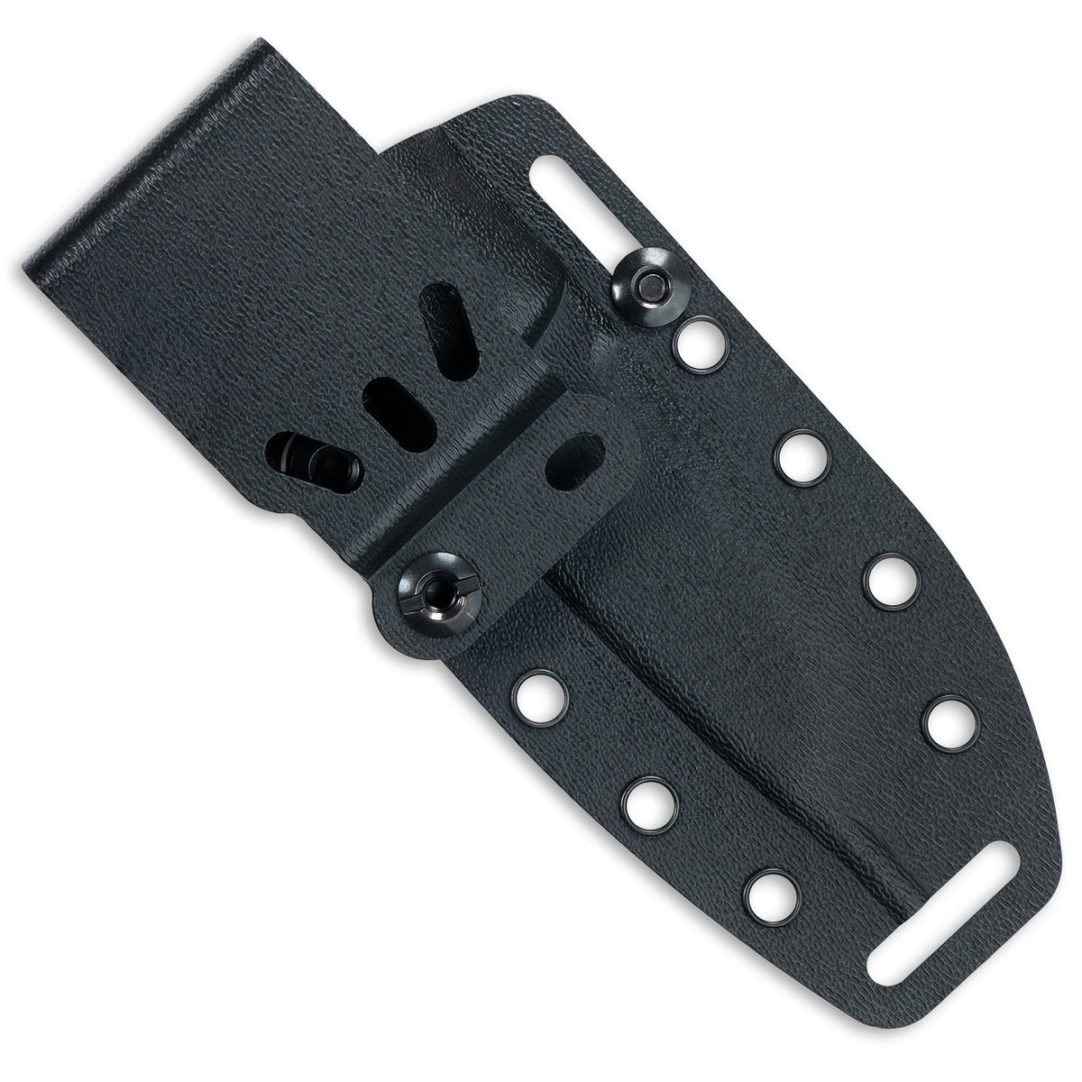 Lulu knife black kydex sheath, back view