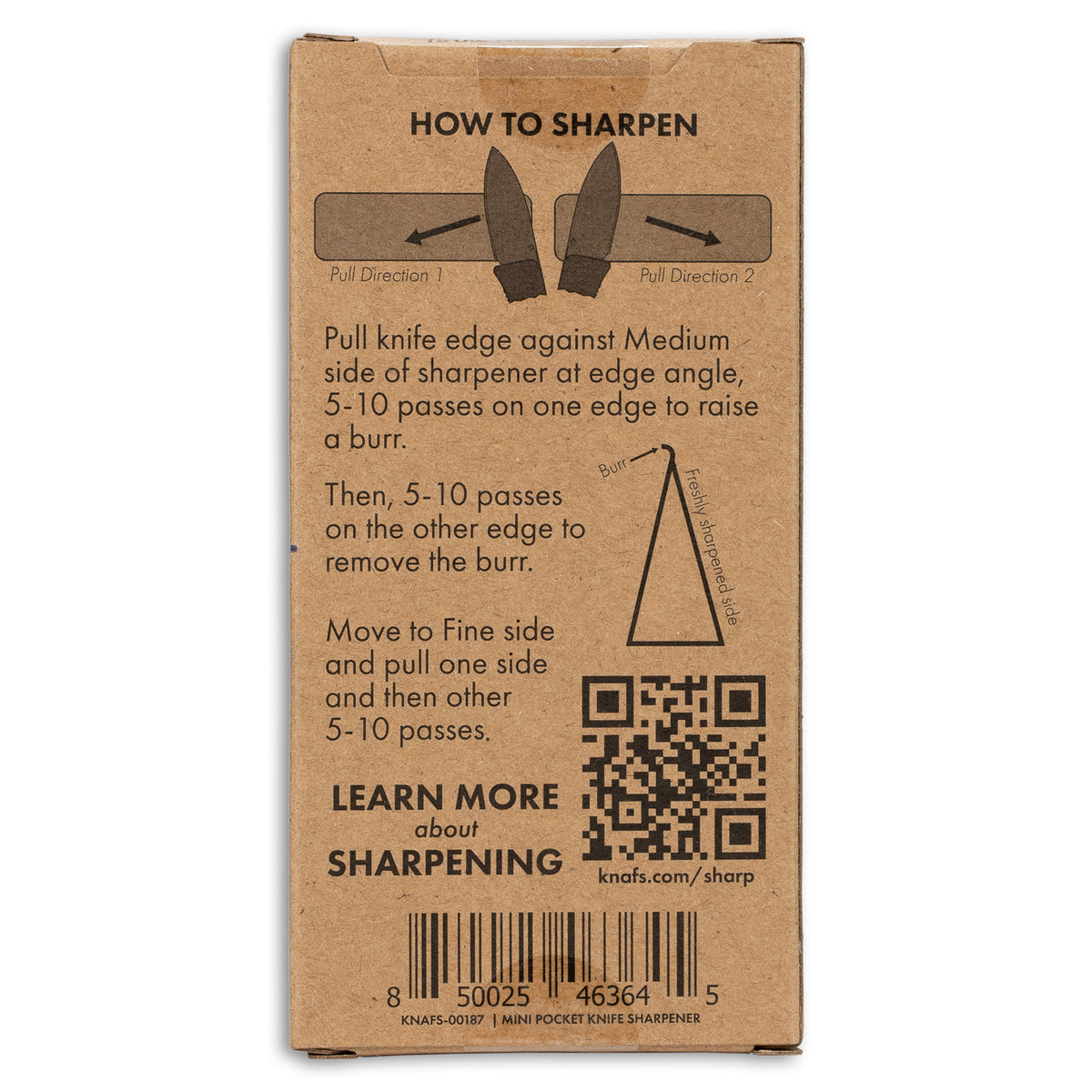 Knafs Mini Pocket Knife Sharpener - back of box