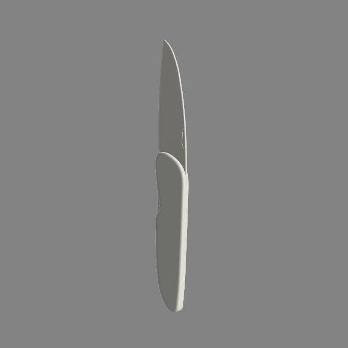 Doodler pocket knife silhouette illustration, 3D print render on gray background