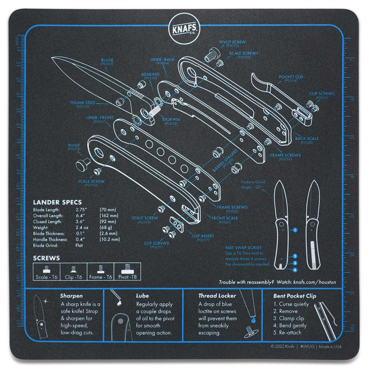 Lander Pocket Knife Shop Mat - Mouse Pad - Front View