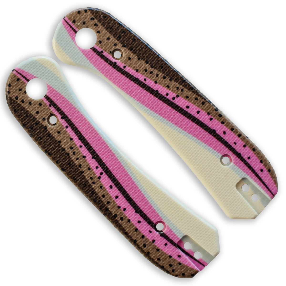 Lander 1 Knife Scales - Rainbow Trout G10 - Front and Back Scale