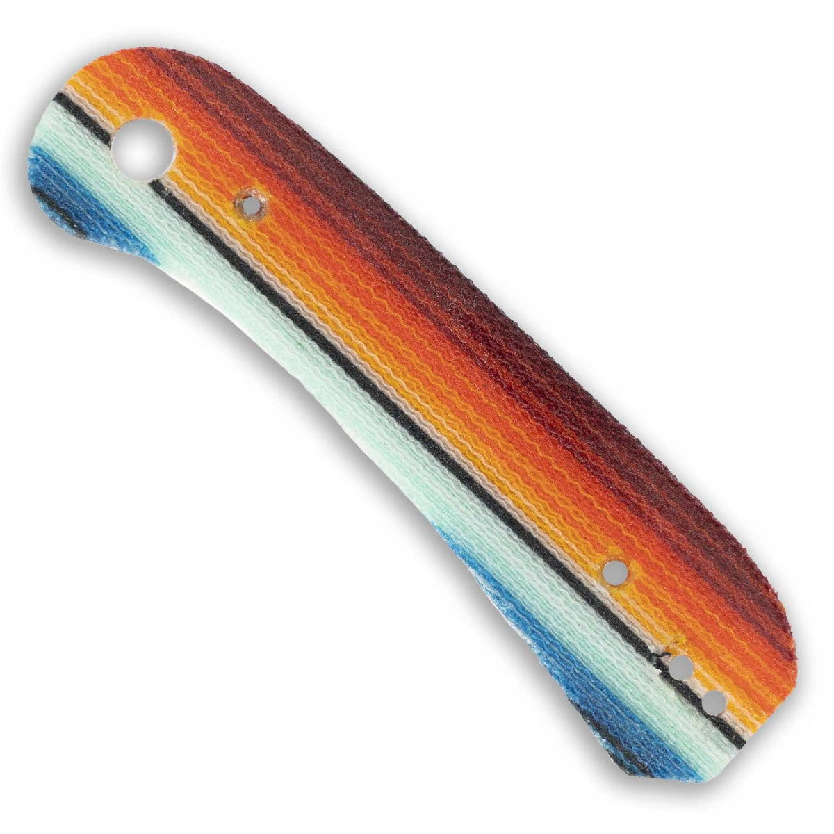 Lander 1 Knife Scales in Mexican Blanket G10, colorful striped serape-pattern scale pair