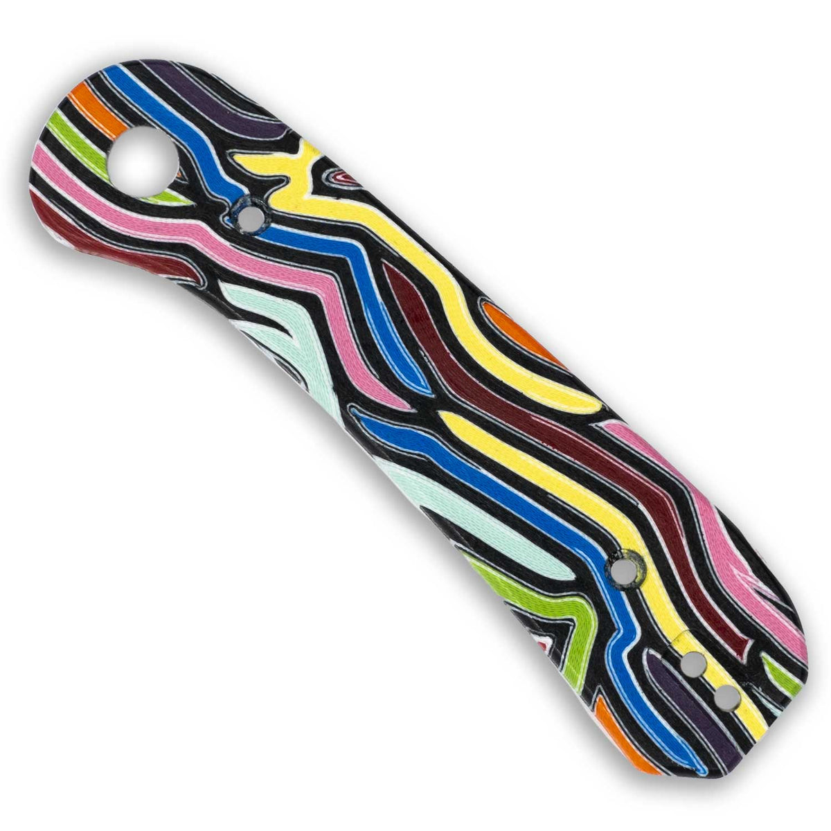 Lander 1 Knife Scales in Party People G10, rainbow tie-dye pattern scale pair