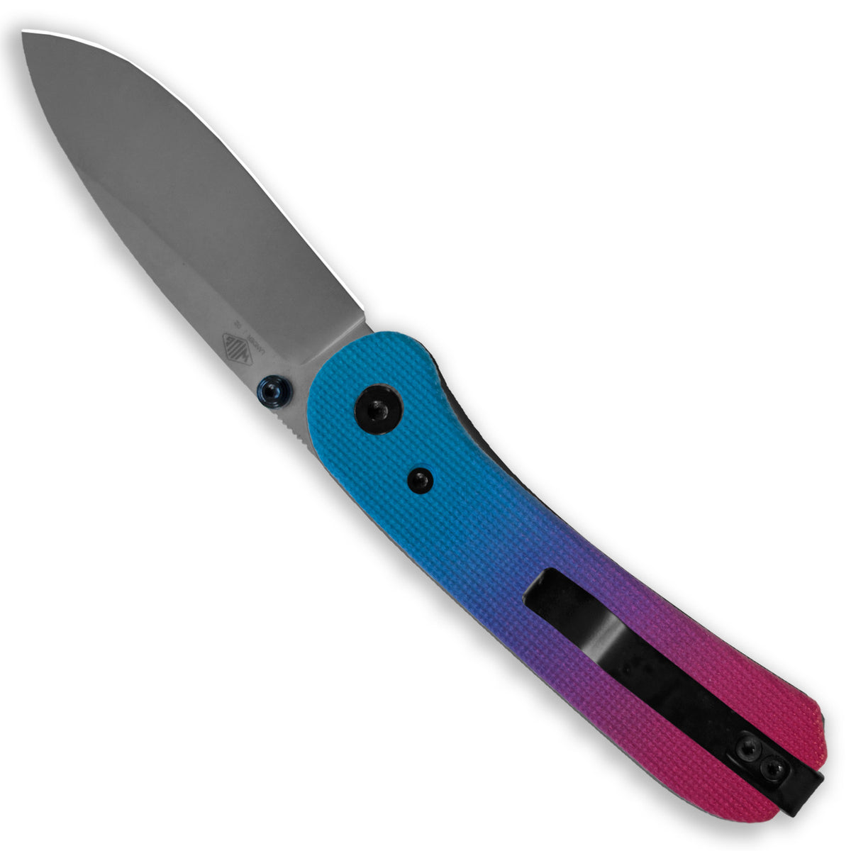 Lander 1 Knife Scales - Pink Haze Gradient - Back Open view with the Back Scale