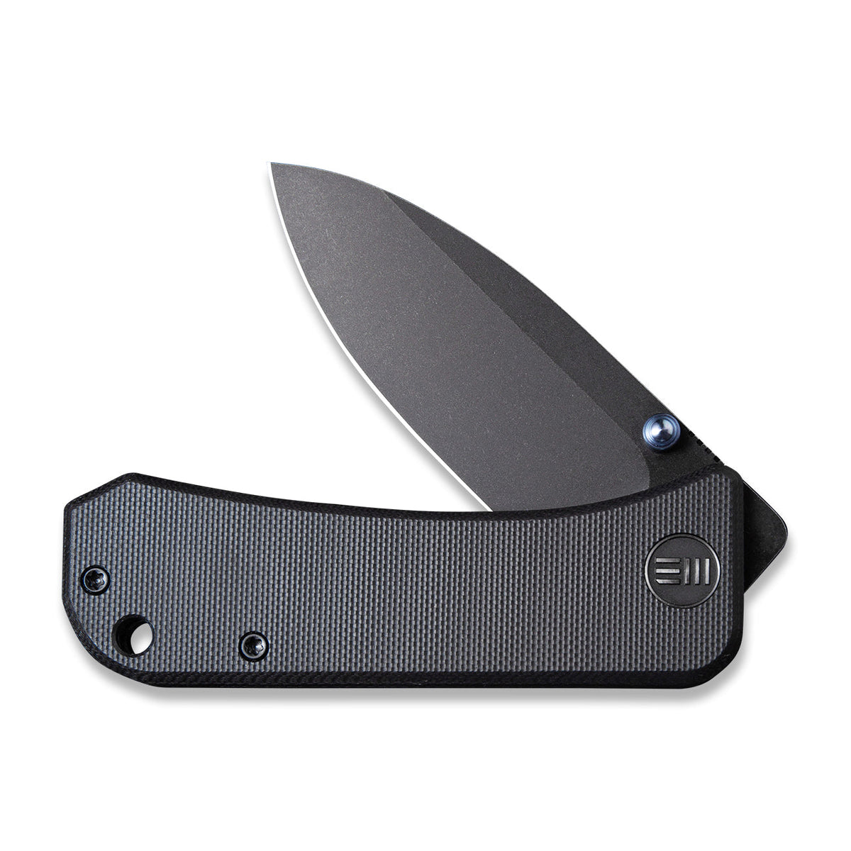 Banter Pocket Knife in Grey G10, closed, standing at an angle