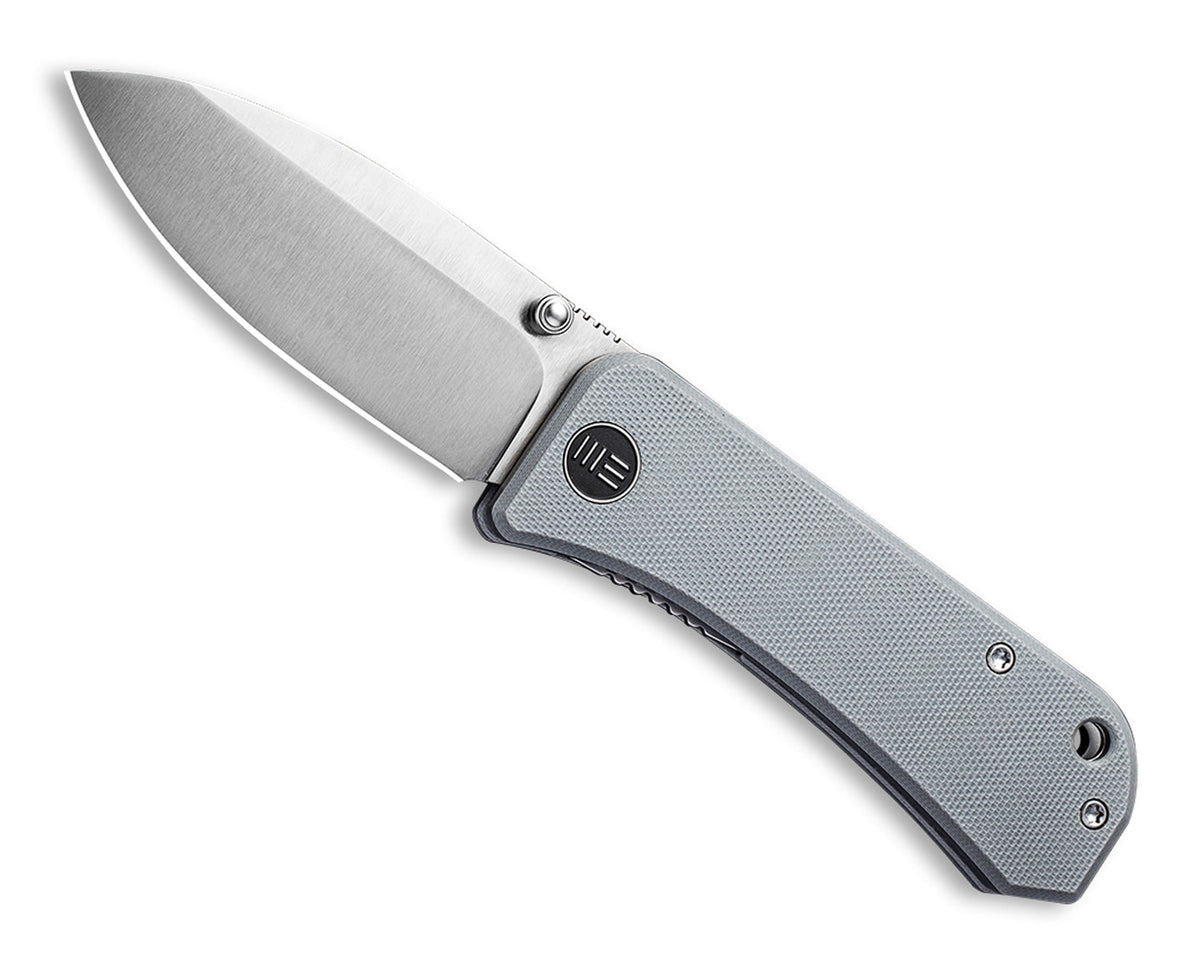 Banter Pocket Knife in Grey G10 with S35VN steel, open, standalone product shot