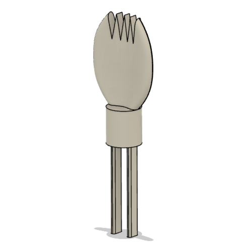 Sancho Spork camping utensil standing upright, 3D file download image