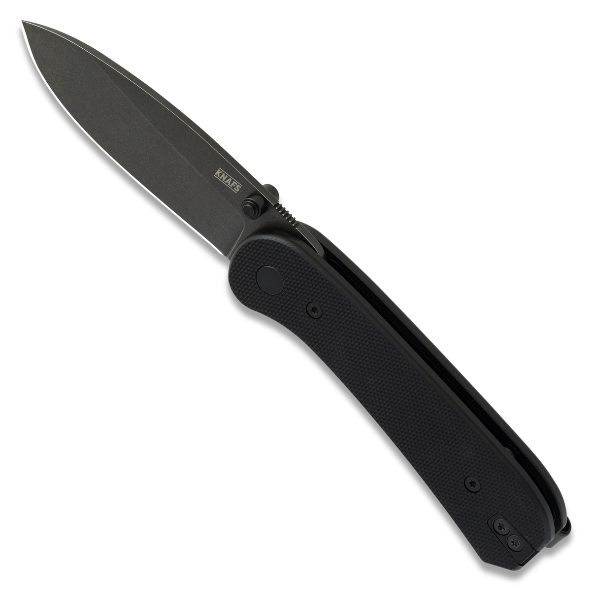 KNAFS-00066 Knafs - Lander 1 Knife - Black + Black Stonewash Open Tilted Front/Top