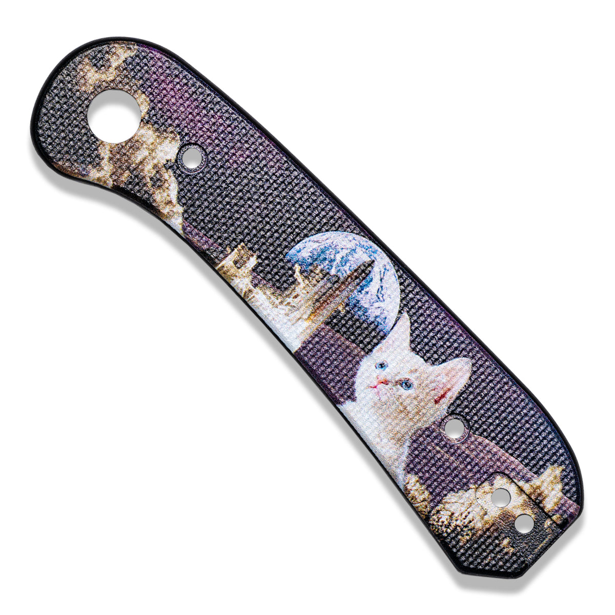 Lander 1 Knife Scales in OG Space Kitty (Limited Edition), single scale with retro space cat illustration