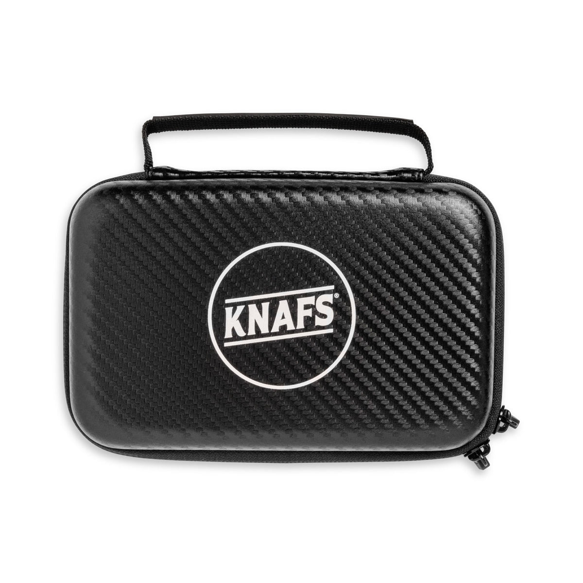 Knafs x Vault Case NANO Knife EDC Case, closed, black hard case with Knafs logo, front view