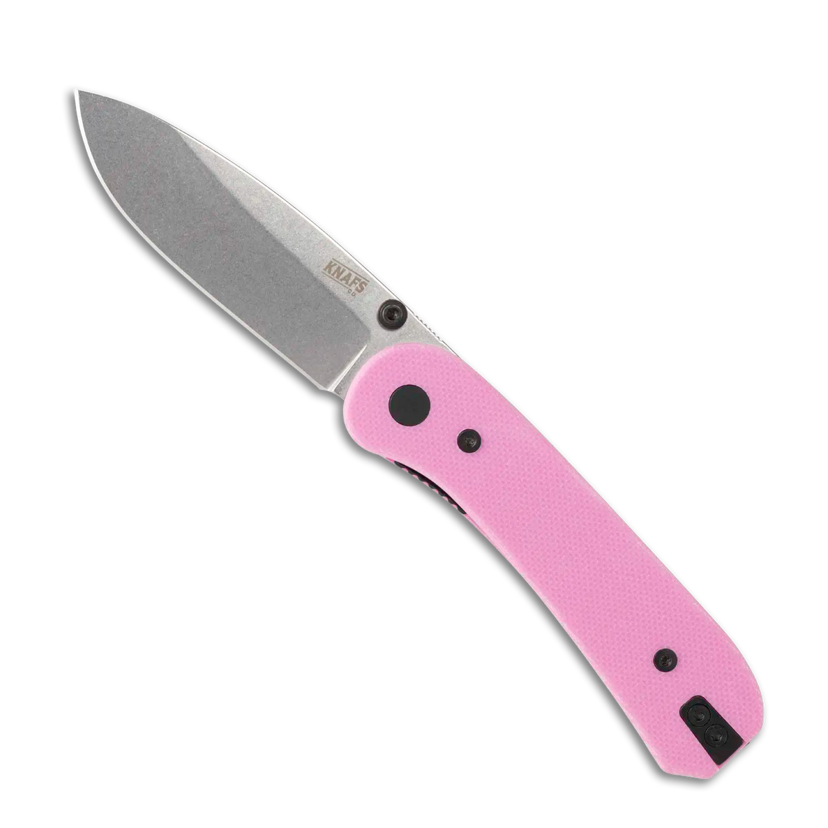 Lander 1 Pocket Knife - Gray Stonewash Blade - Pink  G10 Handles - Open Front