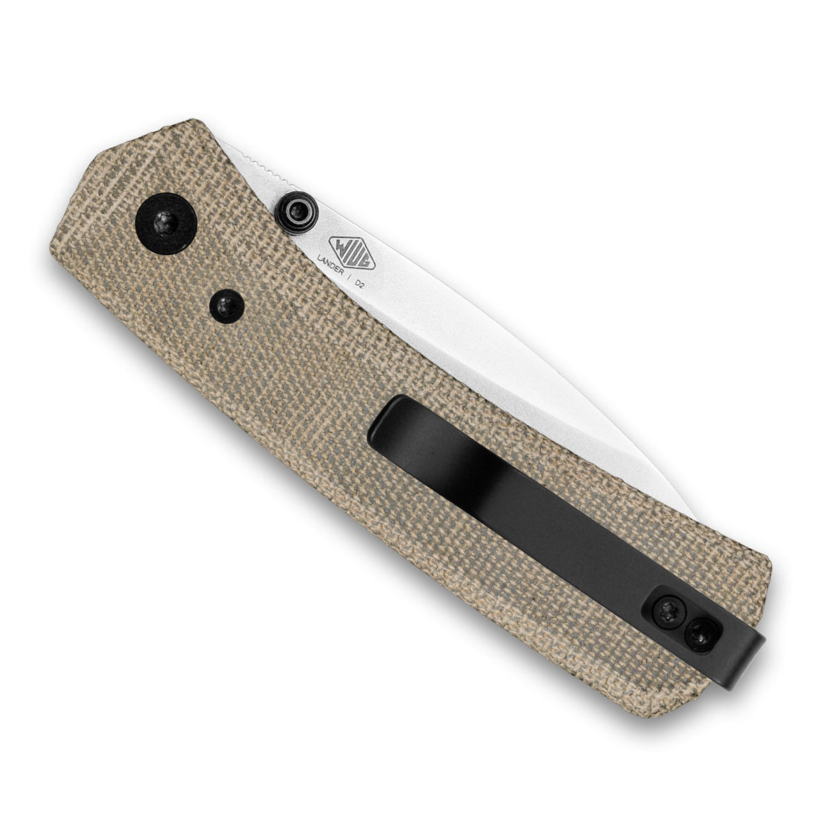 Micarta Moonlight - Lander 1 Scales - Flytanium on knife open back