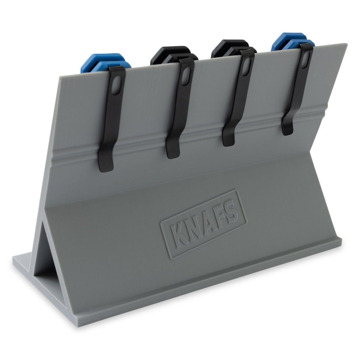 Knife Display Stand, back view, holding knives clipped in
