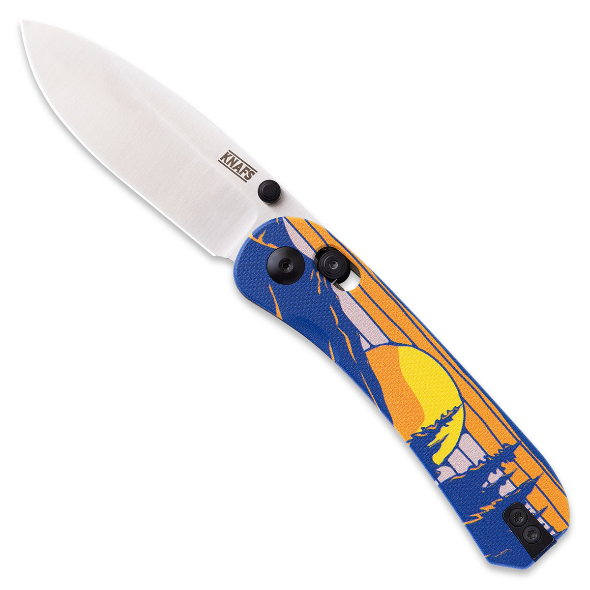 Lander 3 Pocket Knife - Printed G10 Scales - Pre-Built - Gray Stonewash - Timberline Handle