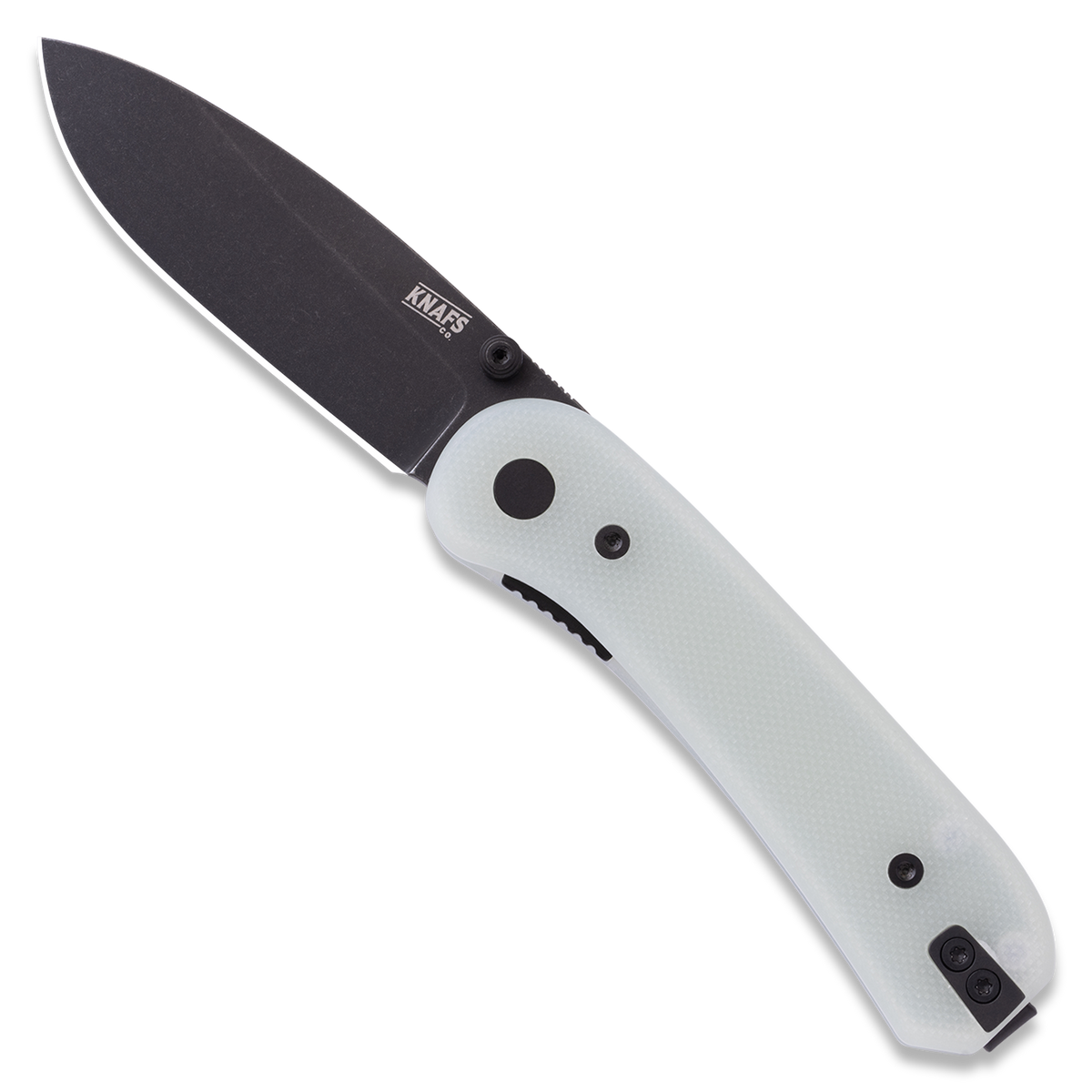 Lander 1 Pocket Knife - Flat G10 Scales - Pre-Built - open front Black Blade - Natural Handle