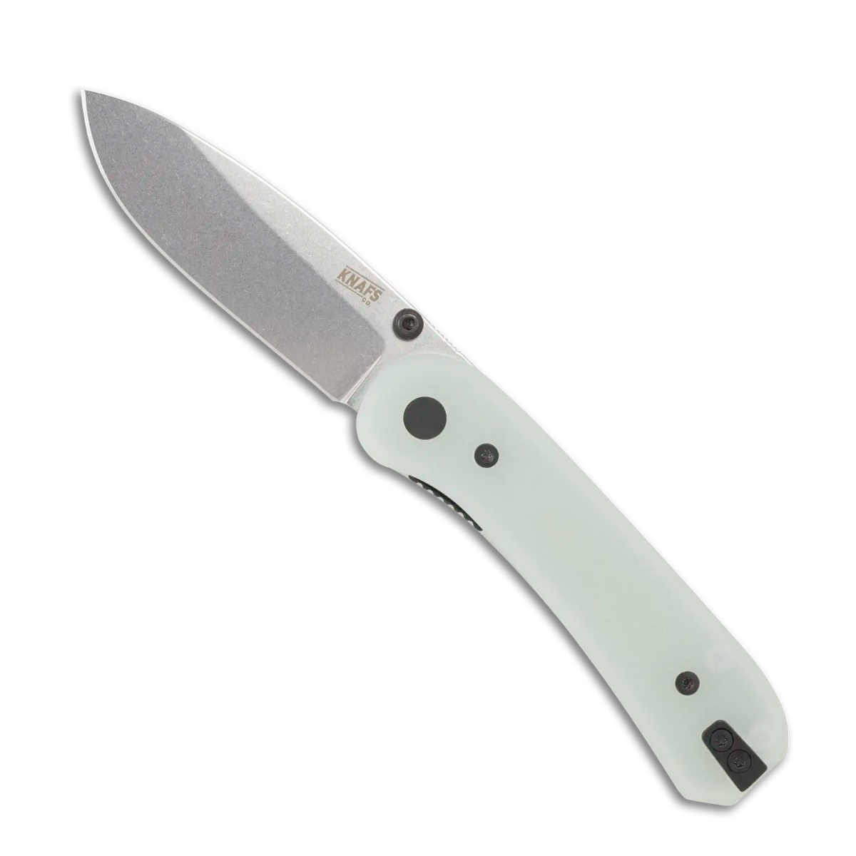 Lander 1 Pocket Knife - Gray Stonewash Blade - Natural G10 Handles - Open Front