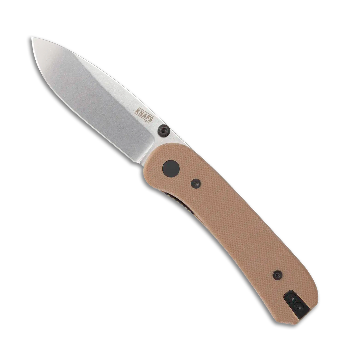 Lander 1 Pocket Knife - Gray Stonewash Blade - Brown G10 Handles - Open Front