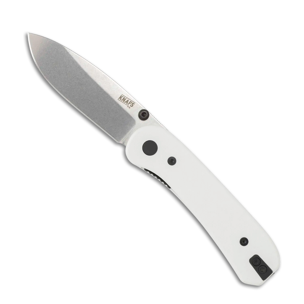 Lander 1 Pocket Knife - Gray Stonewash Blade - White G10 Handles - Open Front