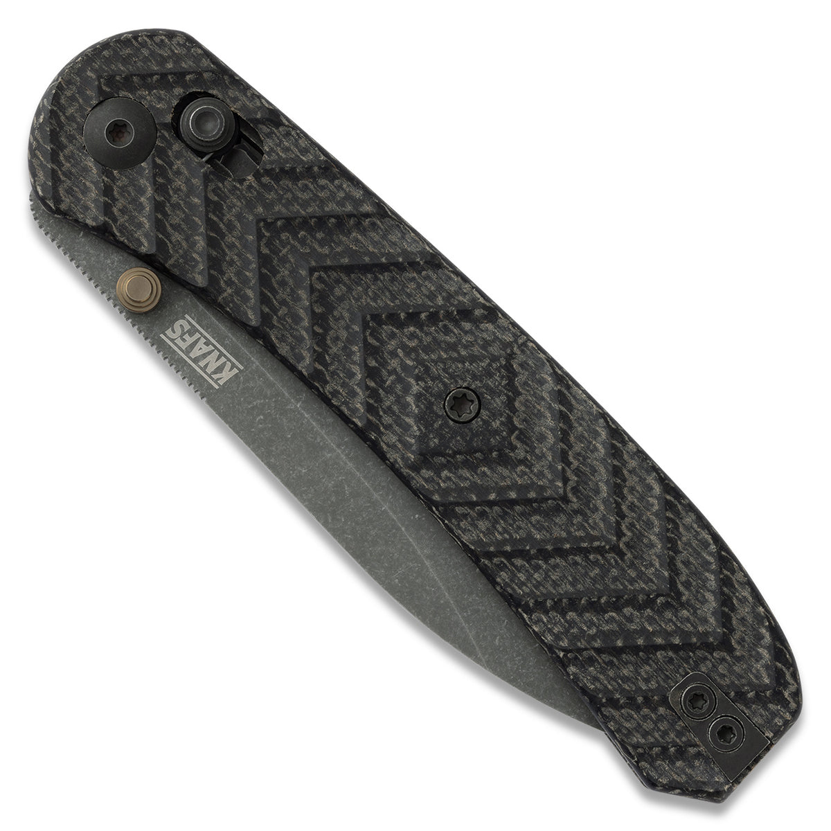 Jeremy Siers Lander 2 knife with black micarta handle, closed, front view